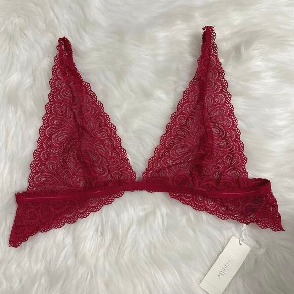 Journelle NWT Red Karina Triangle Sheer Lace Bra Large - Picture 2 of 8